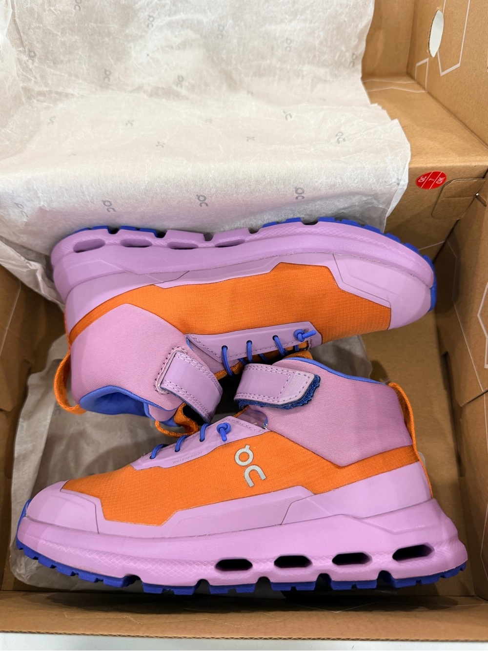 Kids High-Top Sneakers in Orange and Lavender - Lightweight Comfort